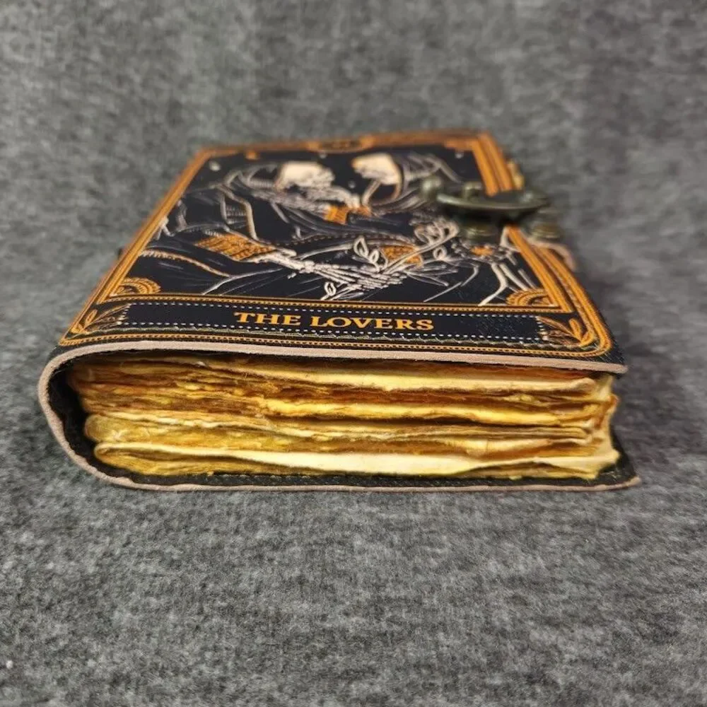 Book of Spells Leather Journal Deckle Edge Paper Skull Lover Antique Vintage